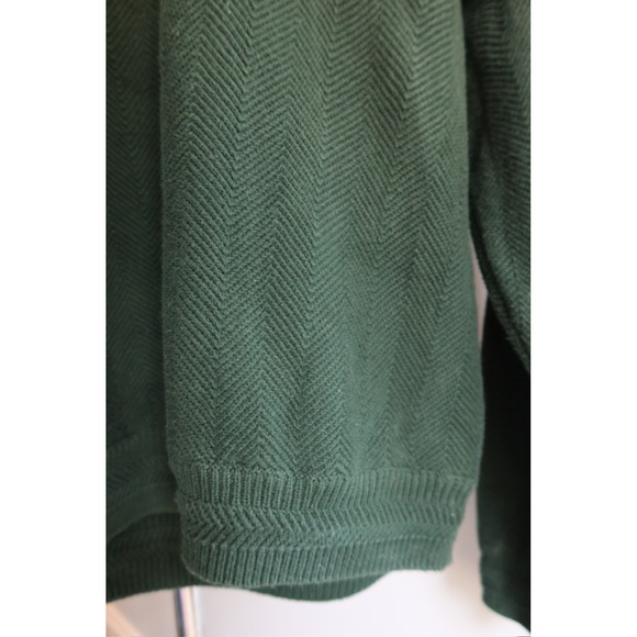 VTG Chaps Ralph Lauren Green Chevron Hand Framed Knit Sweater L Crown Logo - Picture 2 of 7